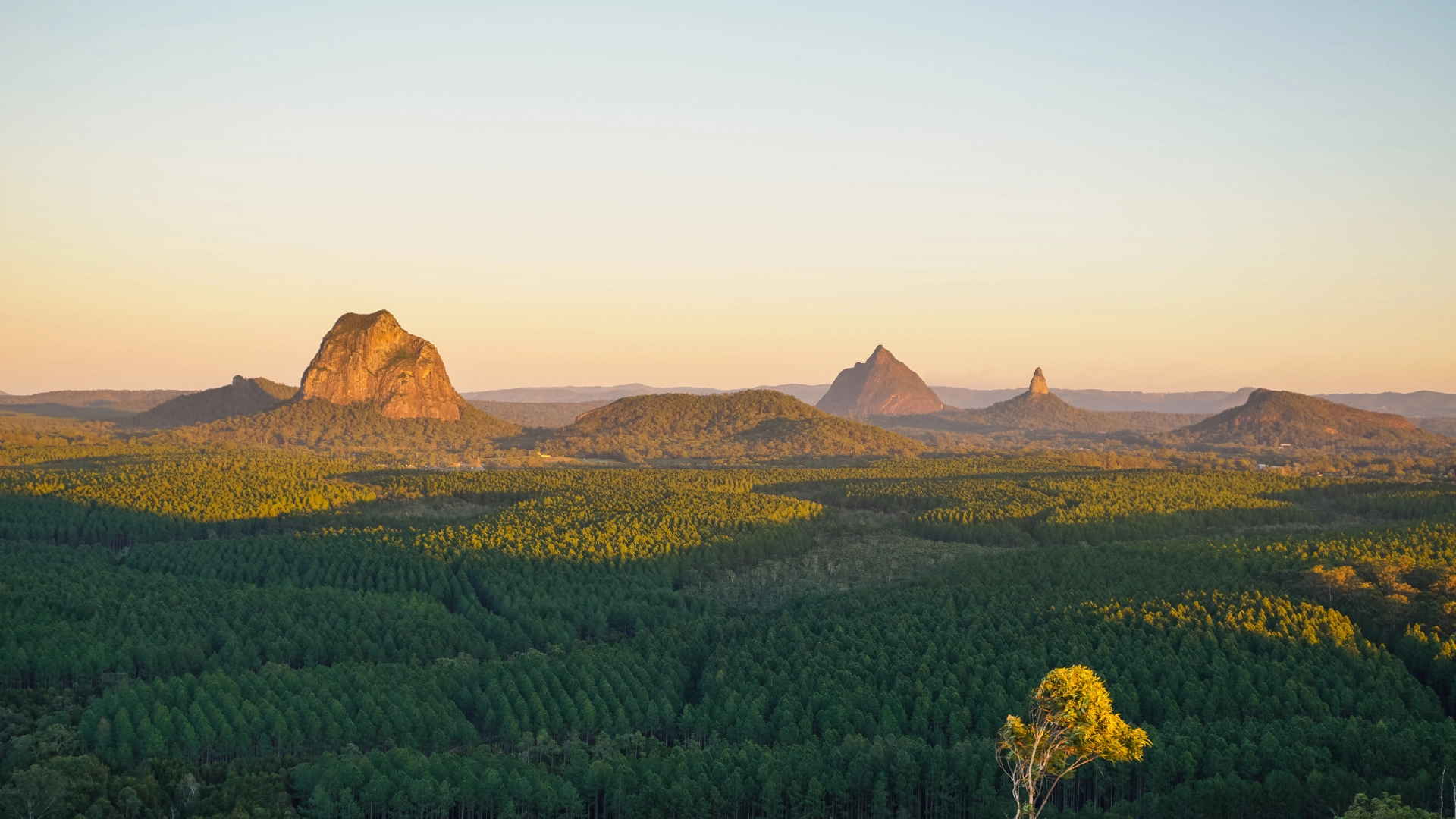 Glasshouse mountains in Queensland